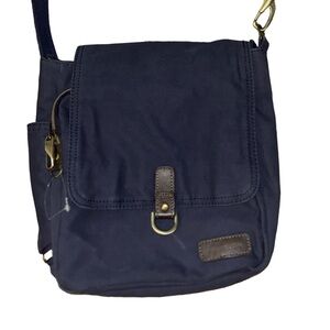 Travelon Anti-Theft Courier Tour Bag Navy Blue Canvas